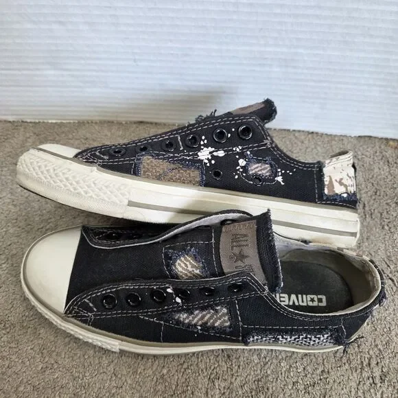 Converse Chuck Taylor All Star Patchwork Slip On Black/ Gray/ Tan Y2K Wos Size 7 - Picture 10 of 10